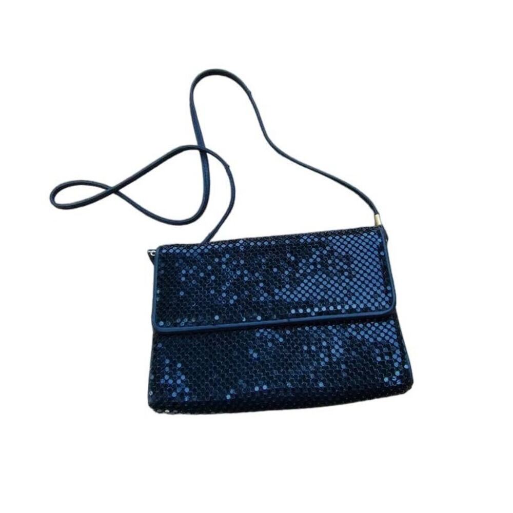 Whiting and Davis vintage Black Mesh evening Clutch with strap.